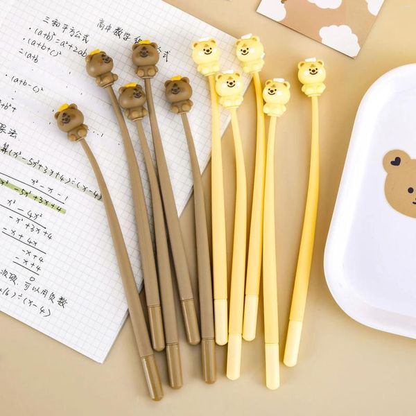 10pcs/lote kawaii fofo urso shake caneta papelaria de 0,5 mm de desenho animado de tinta preta escrevia suprimentos para escritórios para crianças estudantes para crianças