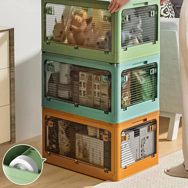 Haken Seite Offenen Klappkasten mit Deckel Multifunktion faltbarer Kunststoff -Organizer Closet Container für Spielzeug Buchauto