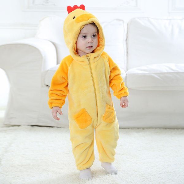 Umorden Kind Kleinkind Gelbküken Kostüm Kigurumi für Jungen Mädchen Bodysuit Overall Onesie Flanell bequem