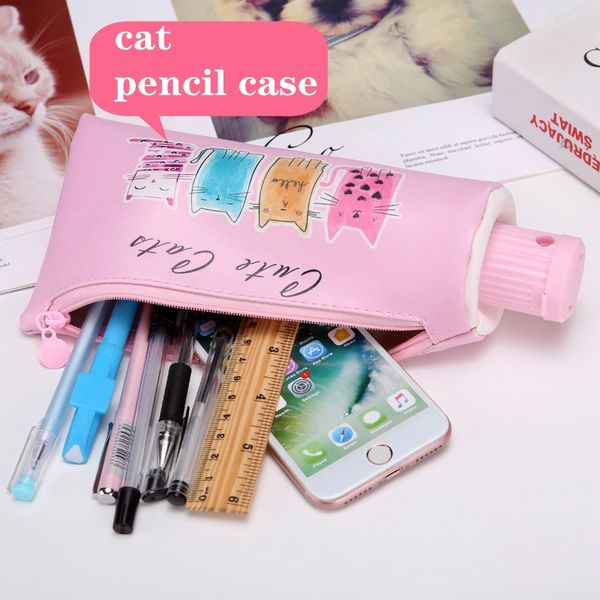 Dentifricio Pencil Case School Unicorno Cat matita per gatto per boy Girl Stationery Student Banana Zipper Pen Box Bagna