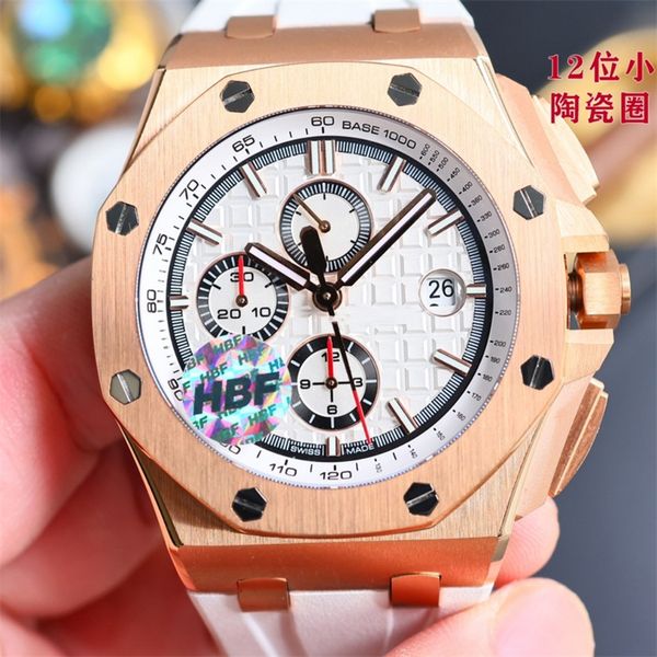 HBF Montre de Luxe Mens En İyi Kalite Bilgi Saati 3126 Kronograf Mekanik Hareket Lüks İzle Kol saatleri Relojes