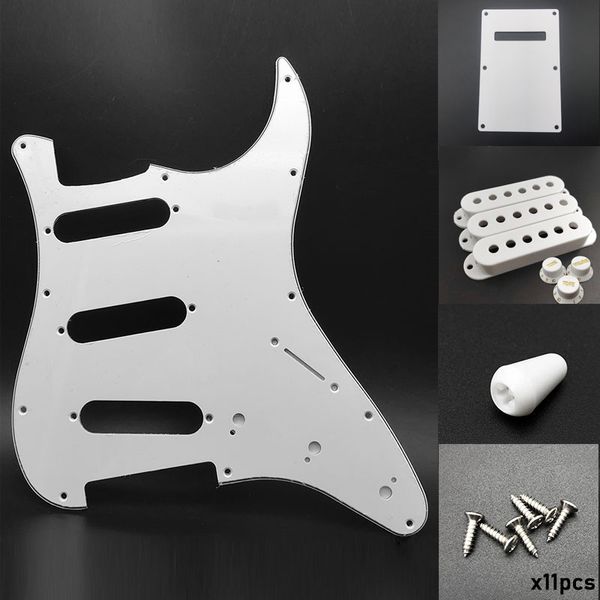 11 Loch St. E -Gitarren -Pickguard SSS 48/50/52mm Single Coil Pickup Covers mit 2T1V Guitar Knob 5 Way Switch Tipp Gitarrenkit