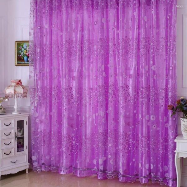 Cortina decorativa de camada dupla de camada dupla Drape de flor macia transparente para varanda