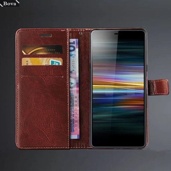 Koffer für Sony Xperia L3 L2 L1 L4 Kartenhalter Abdeckung Hülle PU Leder Flip Cover Retro Brieftasche Telefontasche Eingebautes Gehäusegeschäft