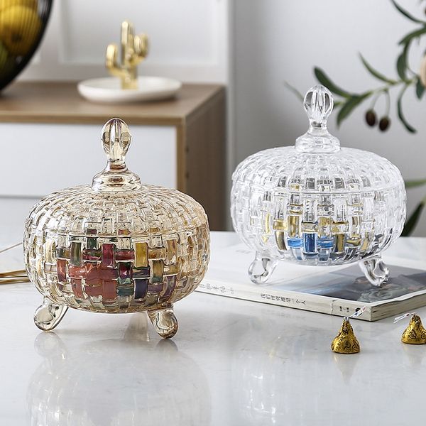 Criatividade Crystal Glass Candy Jar sem chumbo latas de chá com jóias de jóias