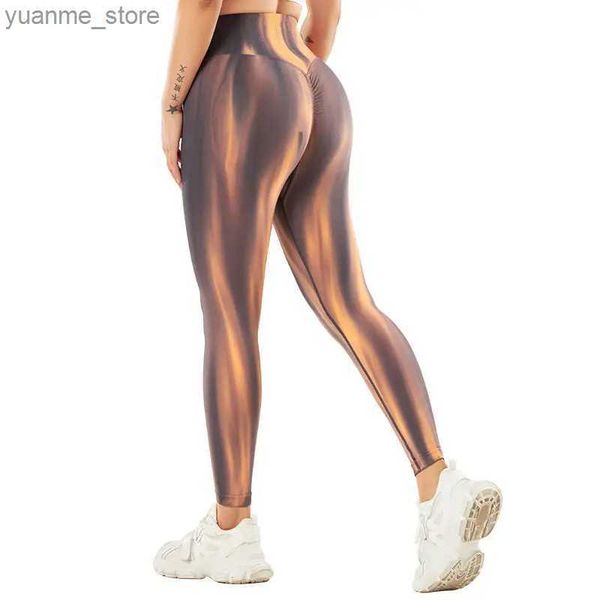 Abiti da yoga tie-dye aurora pantaloni senza cuciture per pesca hip senza cucitura femminile chilome