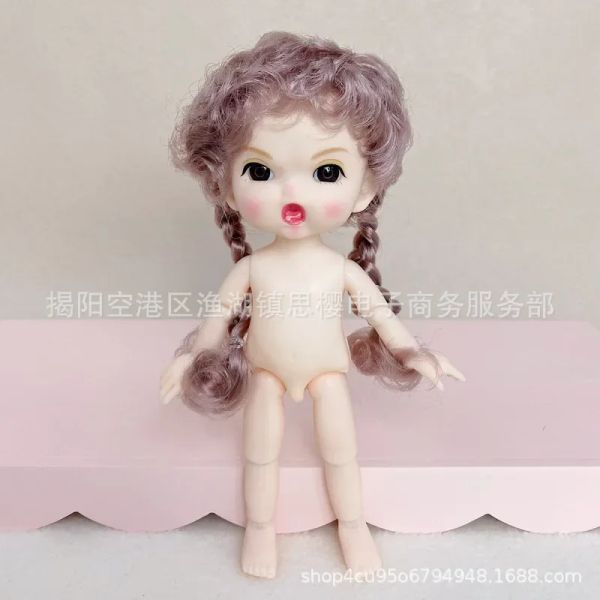 16 cm de brinquedo nua cabelos fofos menino zangado e menina boneca bjd boneca brinquedo de brinquedo de brinquedo para enviar sapatos