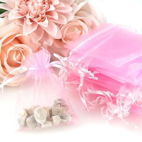 25/50pcs Organza Bag Candy Wedding Party Favors bolsas de bolo de bolsas de tração presentes para as embalagens de joias doces