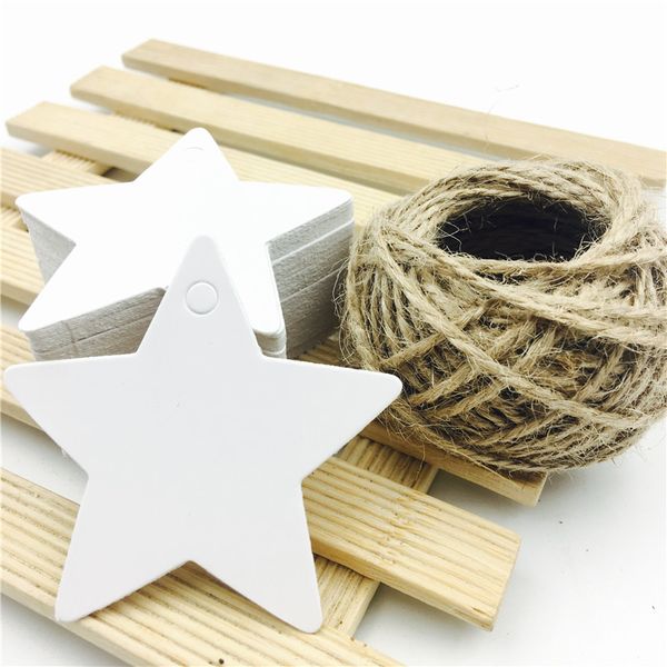 100pcs/lote branco preto marrom kraft tags de papel diy mini alimentos rótulo de estrela em forma de casamento cartão em branco preço pendurar strings de tag 6*6cm