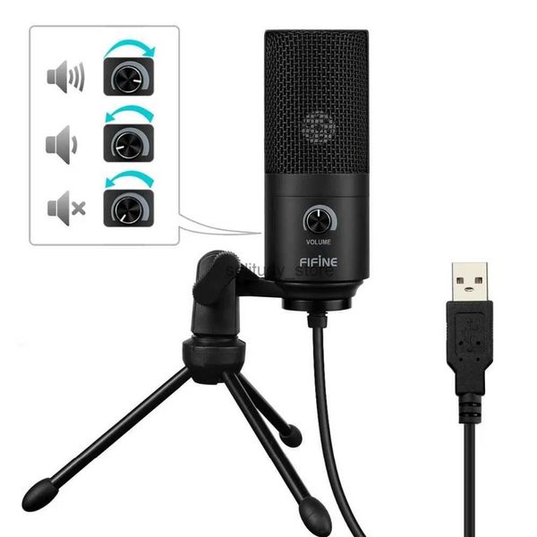 Mikrofonlar Fifine Metal USB Kondenser Kayıt Mikrofon Dizüstü bilgisayar için uygun mikrofon Kardiyoid Studio Sesli Video - K669Q1