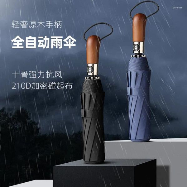 Guarda -chuvas leodaunok homens 3 dobras aumentam 210d Ten Ossy Commerce Commerce Combinenting Umbrella totalmente automática
