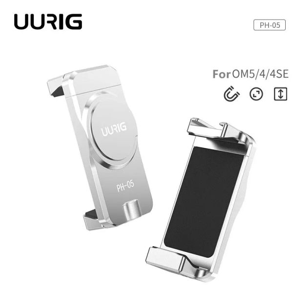 Serve il supporto per treppiede per telefono magnetico Uurig per STABILITORE GIMBAL OM4/OM5 1/4 Montaggio del telefono a vite per iPhone 14 13 12 Xiaomi Huawei Samsung