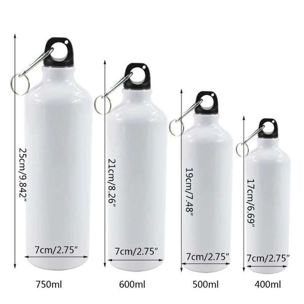 Mughe 400/500/600/600/750 ml Bottiglia d'acqua di sublimazione vuota bianca con cabina a vite Sport all'aperto in alluminio per la spedizione a goccia 240410