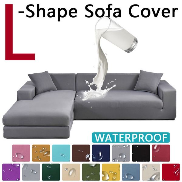 L -förmige wasserdichte elastische Ecksofa Deckungen 1/2/3/4 Sitzplätze Feste Couchabdeckung für Wohnzimmersofa Slip Protector Bench Covers