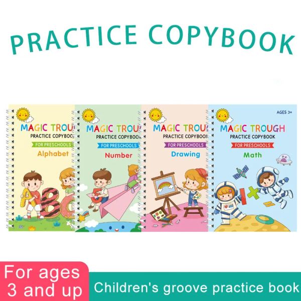 Livro 38 anos de idade All English Children's Hard Pen Groove Magic Practice Notebooks para escrever livros para colorir para crianças