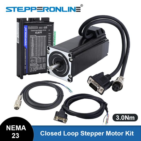 StepperOnline NEMA 23 Motore passo -passo chiuso 3NM con servo driver Kit NEMA23 425oz.in Motore di encoder con 2 pcs da 1,7 m cavi