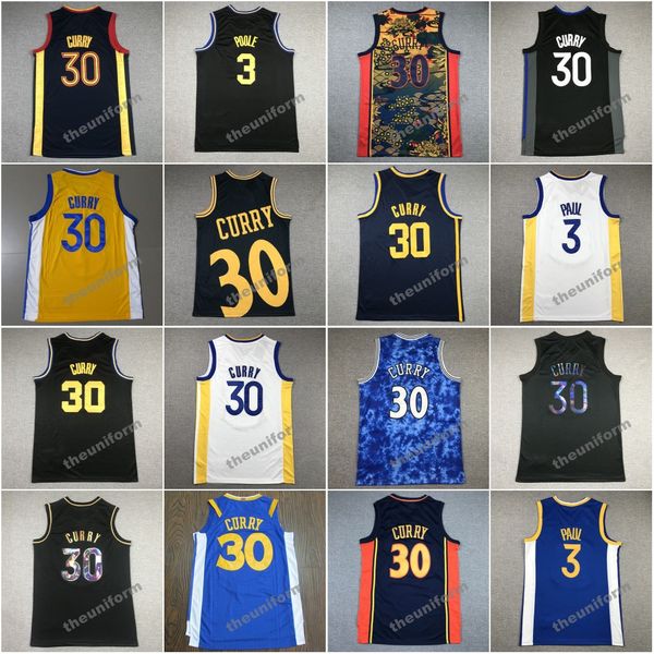 Clássico masculino Retro Stephen 30 Curry Chris 3 Paul Basketball Jerseys Size size s-2xl