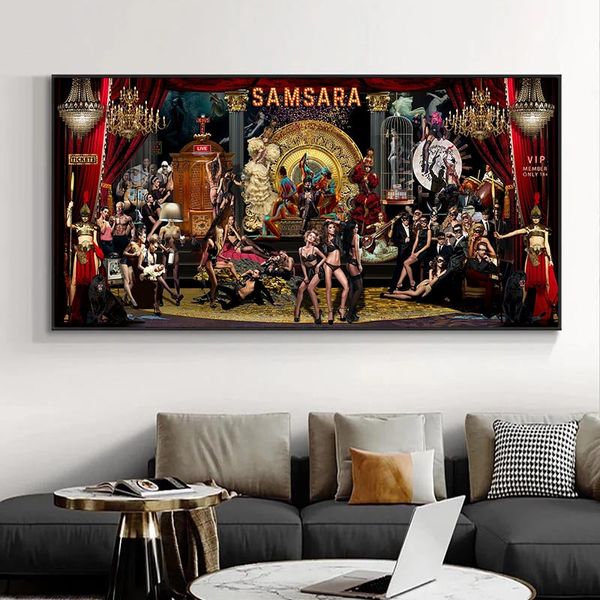 Nackte Frauen Party Leinwand Malerei Prominente Plakat und druckt sexy Frau Wandbild für Hotel Schlafzimmer Wohnkultur framlos