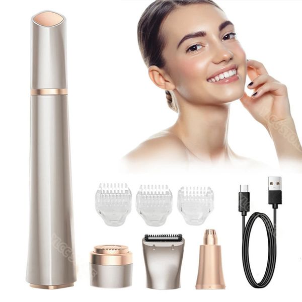 Removedor de cabelo facial para mulheres Epilador elétrico Recarregável Lady Shaver Trimmer Eyebrow Burmer Bikini Trimmer Depilador 240403