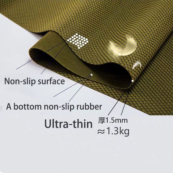 Piegatura portatile in gomma naturale sottile tappetino da yoga spesso 1,5 mm Viaggia yoga pat pat e skid asciutto asciugamano da yoga coperte da yoga