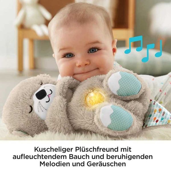 Плюшевые куклы детская звуковая машина Southen Snughen Snughen Otter Portable Plush Baby Toy с деталями датчика и прочной музыкой Light J240410