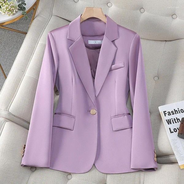 Abiti da donna Spring One Button Women Blazer Manica lunga Office Elegante Lady Blazer Solid Casual Femmme Ostrewear Mujer Coats Business