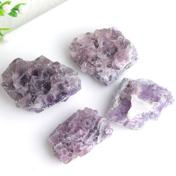 Natural Purple Fluorit Cluster Rohkristalle unregelmäßige Gestein Mineralprobe Reiki Heilung Energy Stone Home Decor Sammeln Sie Geschenke