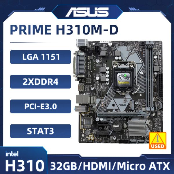 Placas -mãe LGA 1151 Motherboar Asus Prime H310MD DDR4 32GB PCIE 3.0 M.2 SATA III USB3.1 Micro ATX Support Core i38100 i59400f CPU
