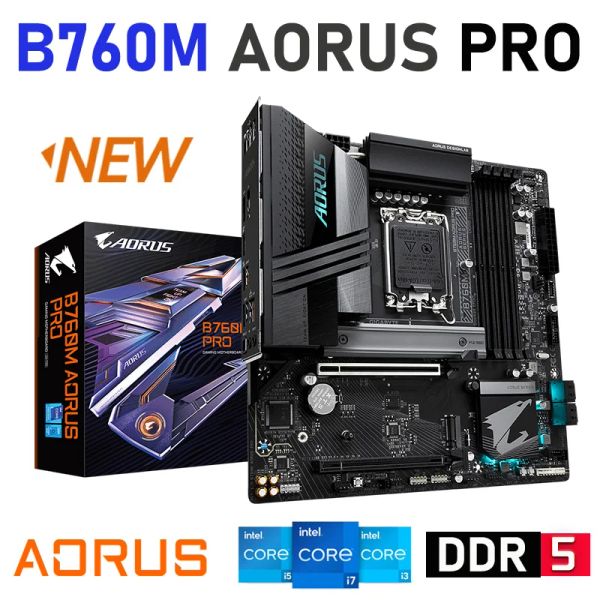 Материнские платы LGA 1700 Материнская плата DDR5 Gigabyte B760M AORUS PRO DDR5 7600MT/S Intel 13th Gen I3 I5 I7 I9 LGA 1700 ЦП М.2 128 ГБ Intel B760