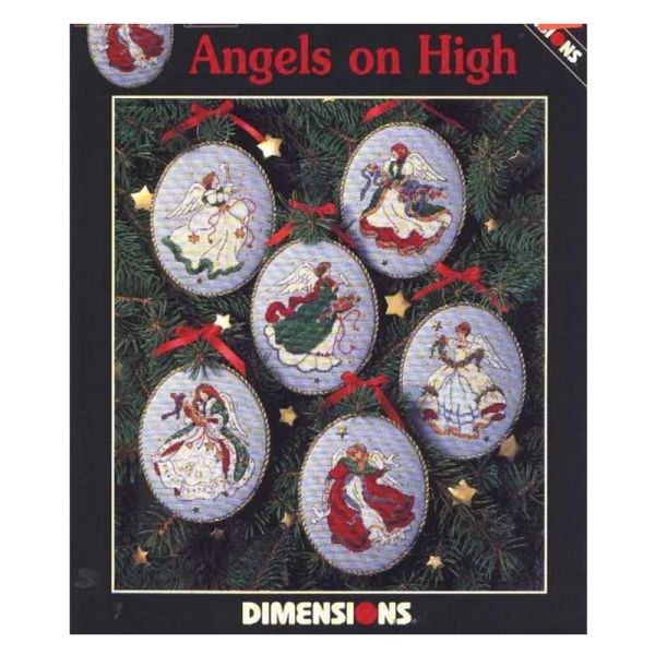 AMISHOP de alta qualidade Adorável venda de vendas contadas Cross Stitch Kit Angels On High Christmas Tree Ornament 6 Peças Ornamentos Dim 00285