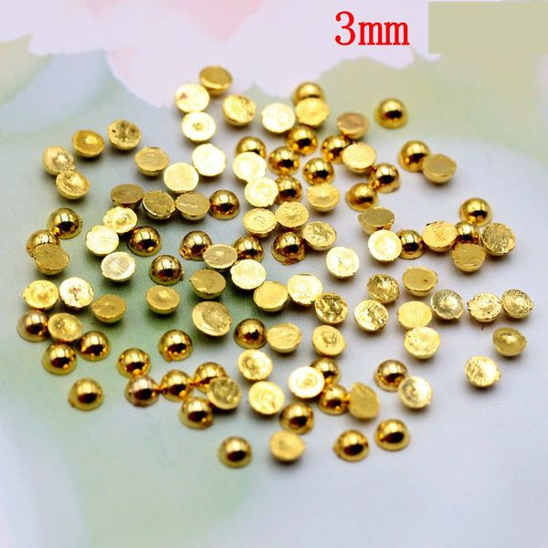 3/4/5/6/8/10 mm Golden Half round Flatback Resina ABS ABS perle perle per perle di scrappa