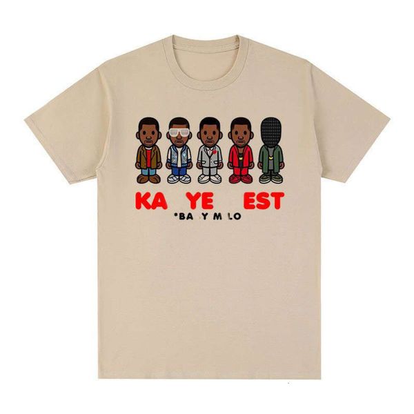 Designer Luxo Kanyes Moda clássica de manga curta Camiseta Hip Hop Casal de anime de rua com manga curta