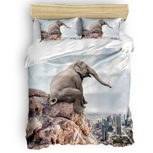 Elephant Mountain Stone City Animale comodo Comodo House Hold House Leding Wuvet Cover di lusso 2/3/4 pezzi