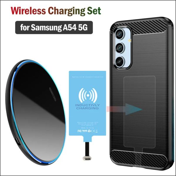 Chargers Qi Wireless Charger+Ricevitore+Caso per Samsung Galaxy A54 5G Set di ricarica wireless (Installa Adattatore del caricabatterie Typec) A54