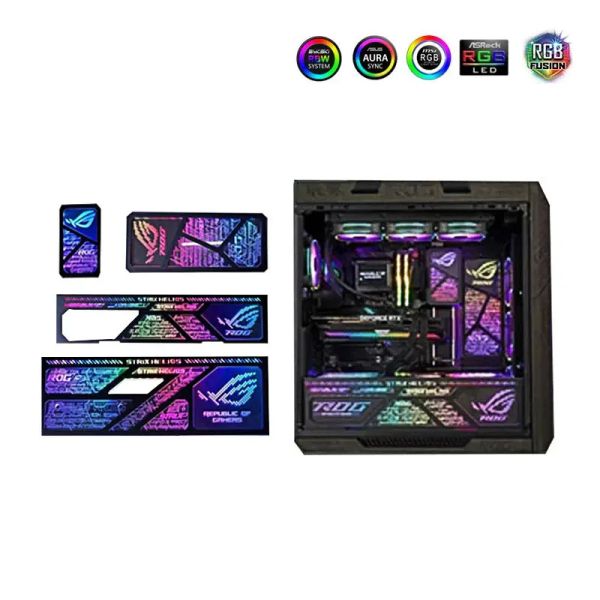 Башни Argb Lighting Panel для Asus Rog GX601 Case, Mod Aura Sync Helios Strix Gamers Шкаф UV Уточняет наклейку на пластину лауреата