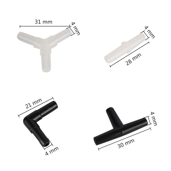 Juntas de tubulação de linha de bomba de ar de aquário plástico Tubulação de tubos/reto/cotovelo/Y Connectores de tubo de tubo em formato em forma de 20pcs