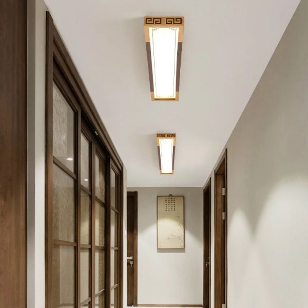 Corridoio a led in noce late natale per casa leggera in legno in legno massiccio ingresso corridoio lungo soffitto superficie apparente luminai montato
