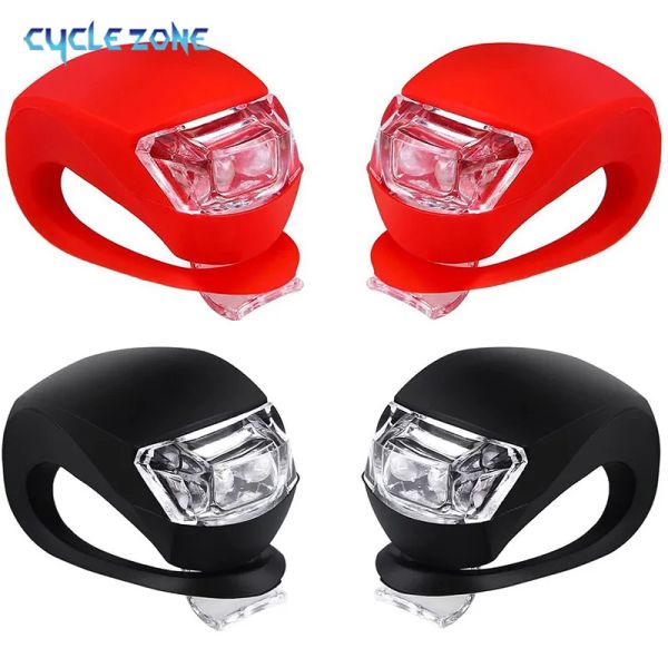 2pcs bicicleta de bicicleta ciclismo de silicone LED LED Mountain Bike lanterna frontal/lâmpada traseira Luzes traseiras à prova d'água Acessórios de bicicleta