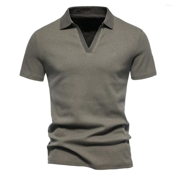 Magliette da uomo estate casual a colore solido color corto camicia girata a turno polo polo polo di alta qualità in cotone americano vintage fitness 5xl 5xl