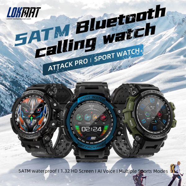 Orologi Lokmat Attack Pro Sport Smart Watch Fitness Tracker Smartwatch Waterwatchs Monitoraggio della frequenza cardiaca per il telefono Android