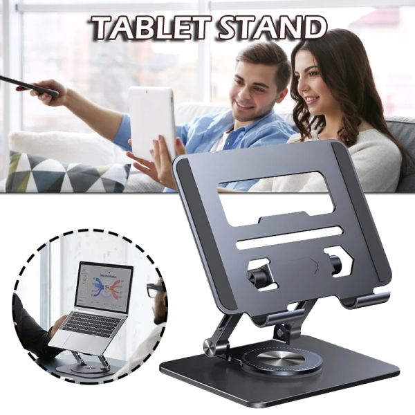 Suporte de laptop ajustável em suporte 360 rotativo ergonimic dobrável laptop riser para design dobrável de mesa facilita o suporte