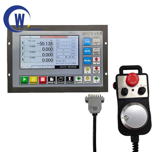 Offline CNC Controller Kit DDCSV3.1, 3-Achse 4-Achse, 500 kHz, G-Code, 4-Achsen-Notstopp, MPG Electronic Handwheel 75W24V DC