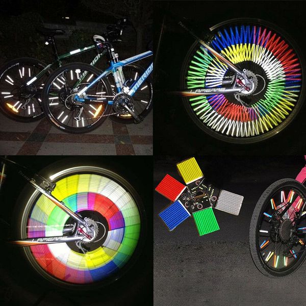 Segurança Aviso de clipe de clipe de clipe de bicicleta de bicicleta de bicicleta Luzes de bicicleta refletores de rodas Rim Falou os tubos refletivos do clipe