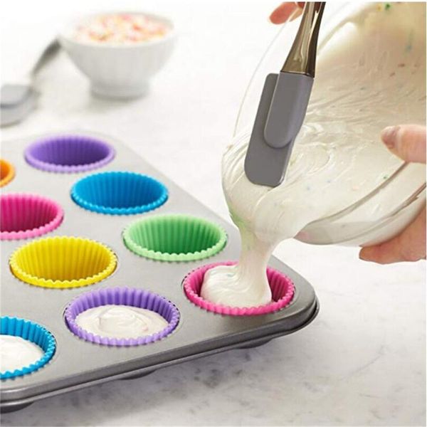 6/12 Stücke 7 cm Muffin Tasse für Küche rund Silikon DIY Backkuchenform Muffin Cupcake Formen Cupcake Liner wiederverwendbarer Muffin