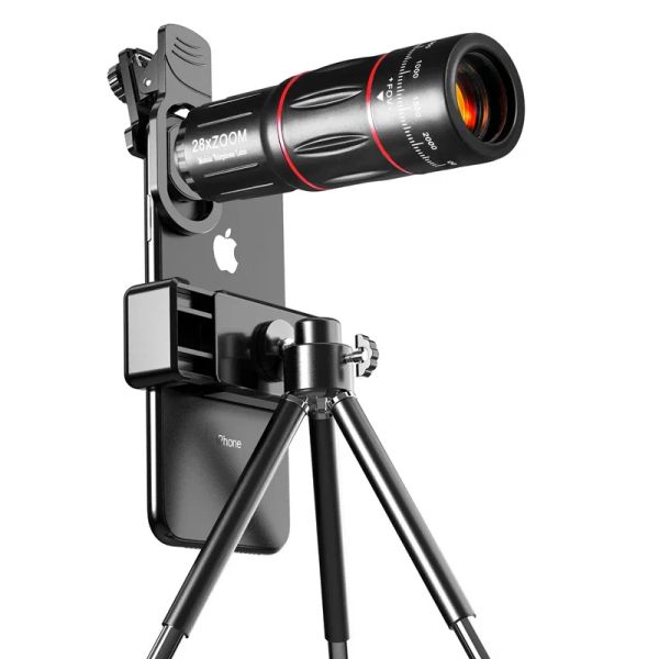 Lens Tokohansun 28x Mobiltelefon Monokular Teleskop -Objektiv astronomische Zoomlinse Auslaufbares Stativ für iPhone 7 8 plus 11 Smartphones