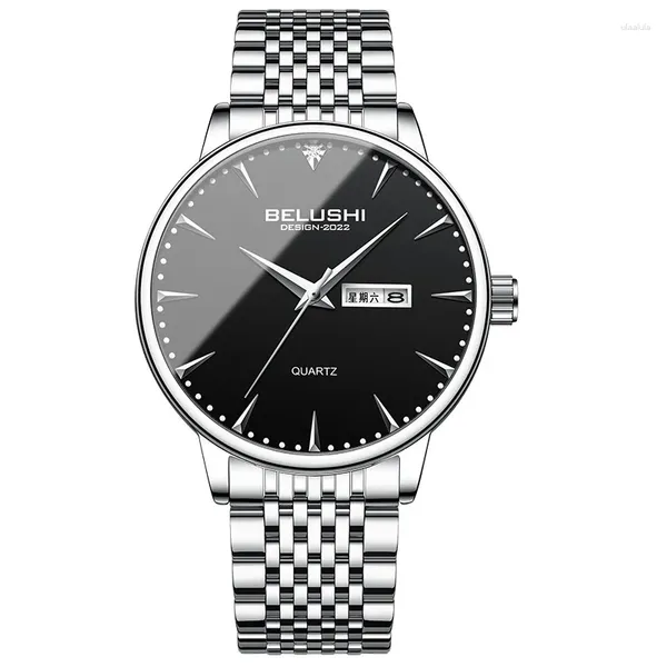 Relógios de pulso Quartz de moda assistir Mens Wristwatch Wristwatch Aço de aço Leia
