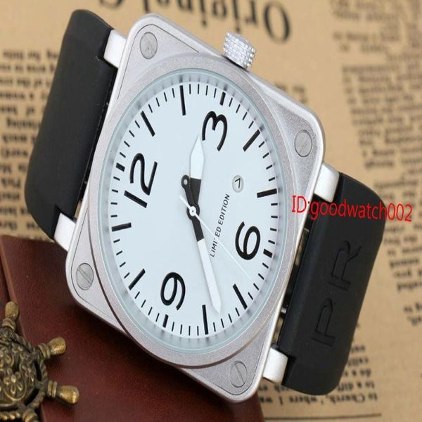 New Style Men's Automatic Mechanical Limited Edition Watch Bell Aviation Men Sport Watches Black Case BR01-92 Black Rubb264T