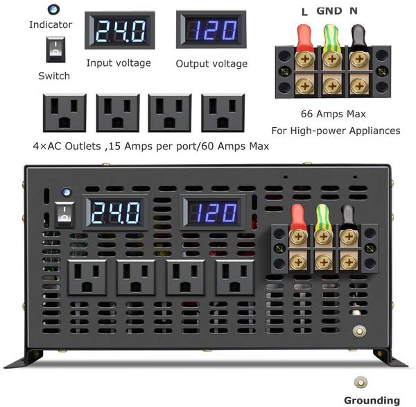 8000W Off Grid Power Bank Wechselrichter 12V 220V Pure Sinus Welle Wechselrichter Solarpanel DC zum AC -Konverter 12V/48 V/72 V bis 120 V/230 V/240 V