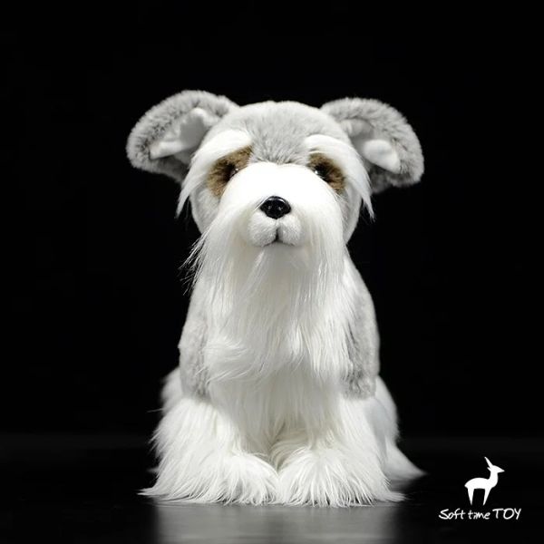 Симпатичная жизни Чешская терьера кукла Shiba inu Collie Samoyed Model Model Miniature Schnauzer Dog Plush Toys