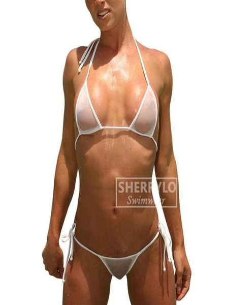 Sheer Bikini Swimwear for Women Side Side Tie Mesh Mini Micro Thong Bikini Vedi attraverso Microbikini trasparente estremo 100429005576234